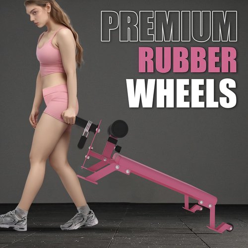 Nordic Curl Machine,Adjustable Hamstring Curl Bench with Wheels Nordic Bench for Home Gym,Pink