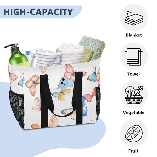 ALAZA Flying Butterflies in Watercolor Waterproof Beach Tote Bags for Travel Camping, Exercise