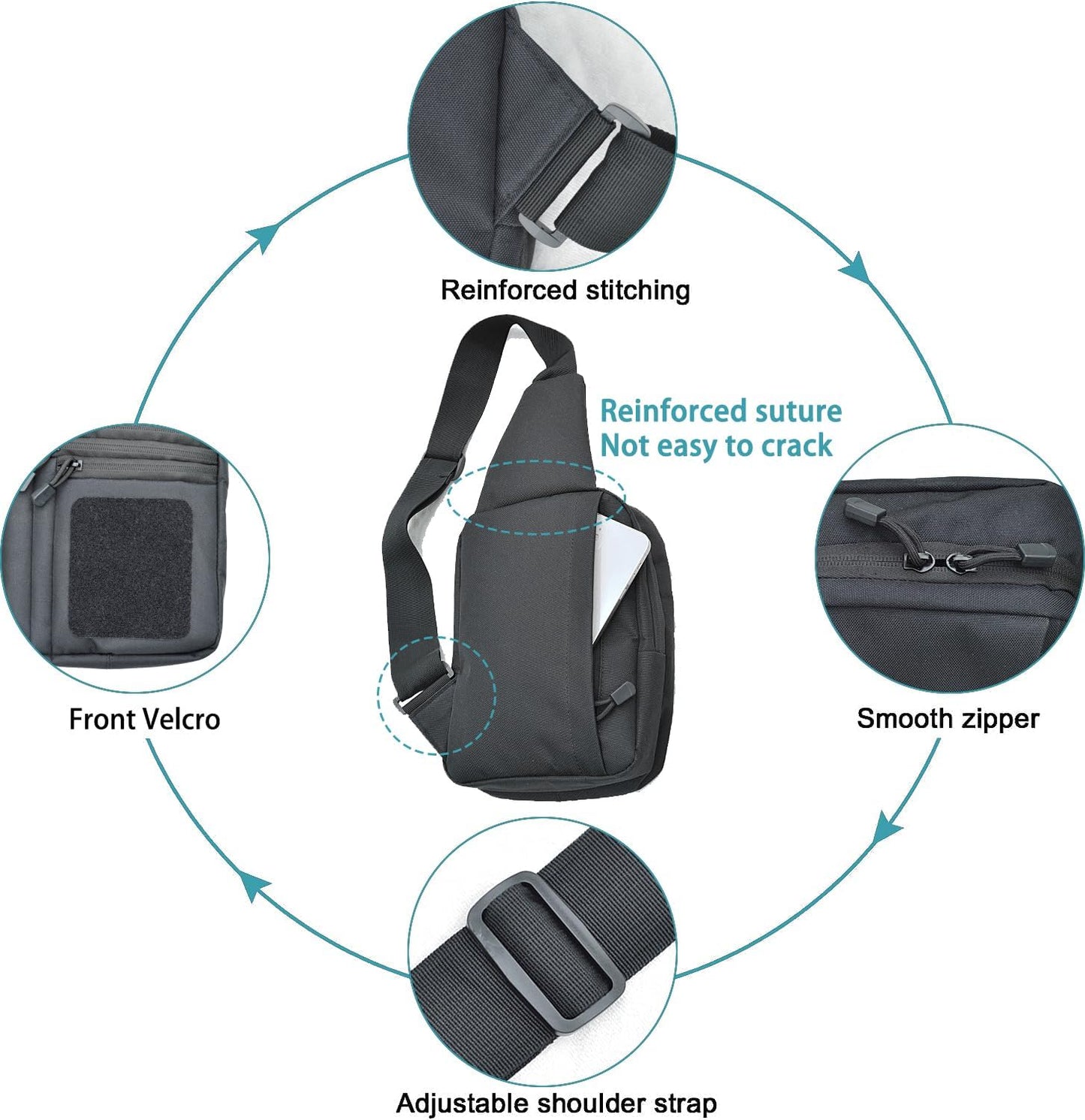 YUNCAIMAOYI Concealed Carry Bag for Men - Ccw Sling Bag - Tactical Crossbody Bag (Black)