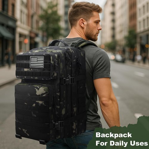 ULIEGTRS Military Tactical Backpack for Men Army 3 Day Assault Pack Outdoors Hiking Treeking Rucksack with Molle System