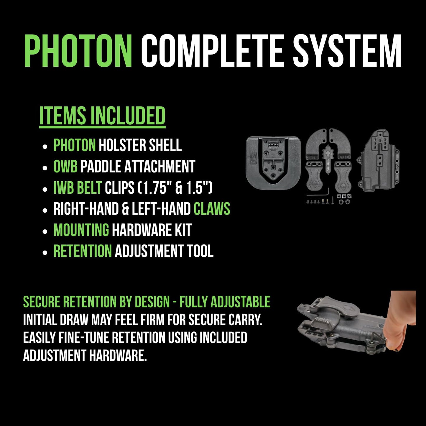 Alien Gear Photon Holster for Glock 19 (Gen 1-5)/19X/19 MOS/23/44/45, MR920 and XR920 – IWB/OWB – Compact Light - Fits TLR-7A, TLR-7X, & TLR-7 HL-X – Ambidextrous
