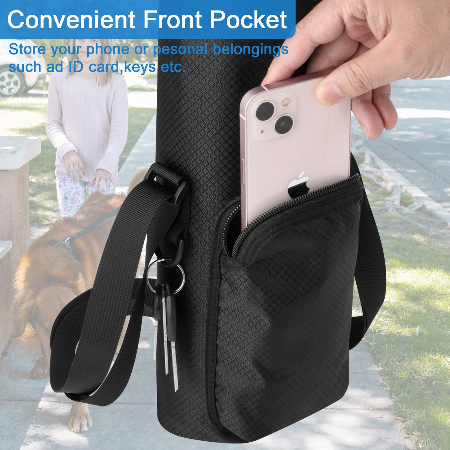 Xxerciz Water Bottle Holder for Owala FreeSip 24oz 32oz 40oz Bottle, Universal Water Bottle Carrier Bag with Adjustable Shoulder Strap and Phone Pocket for Walking