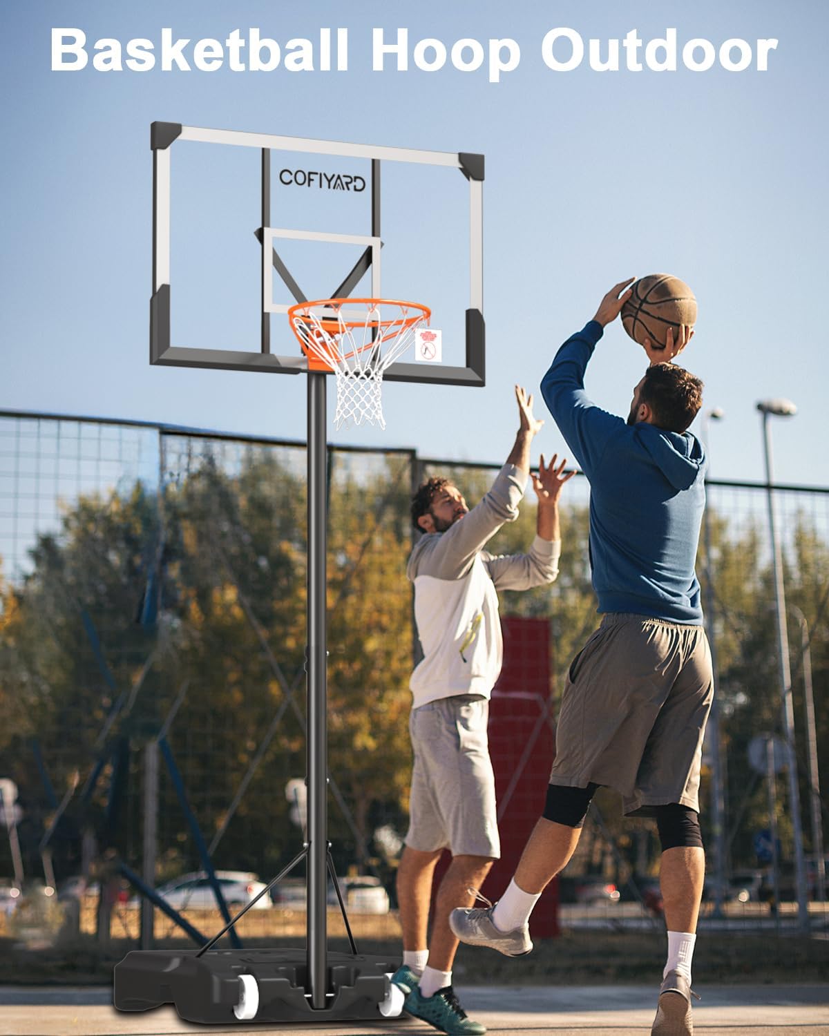 10FT Basketball Hoop Outdoor System with Extra Sandbag,Height Adjustable Basketball Goal System 44 Inch Shatterproof Backboard for Youth/Teens/Adults Indoor Outdoor