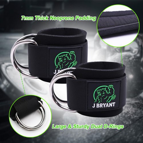 Wrist Cuffs for Cable Machine Workouts – Padded Wrist Straps with Reinforced D-Rings for Strength Training, Pulley Systems, Triceps & Bicep Workouts – Adjustable Fit for Men & Women (Green)