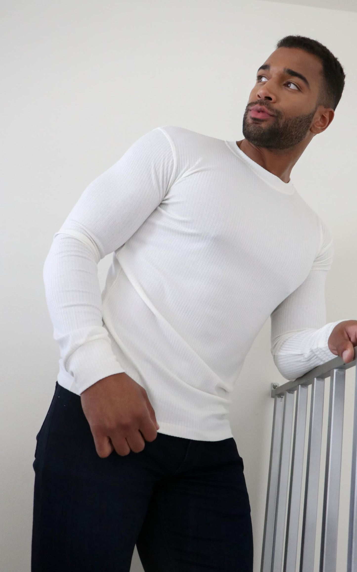 The Argo Ultra Soft Long Sleeve T-Shirt for Men - Order a Size Up, White/XL