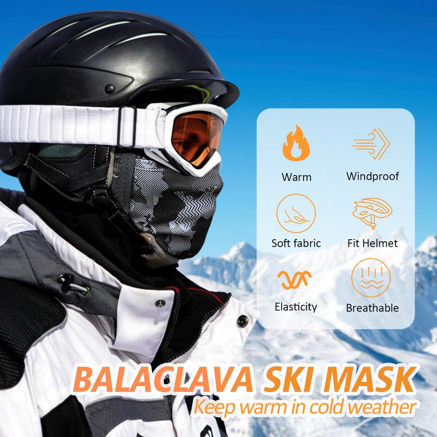 KGC Winter Balaclava for Men and Women, Windproof Ski Mask, Thermal Cold Weather, Winter Face Mask for Skiing, Bicycle Helmet, camouflage, One Size