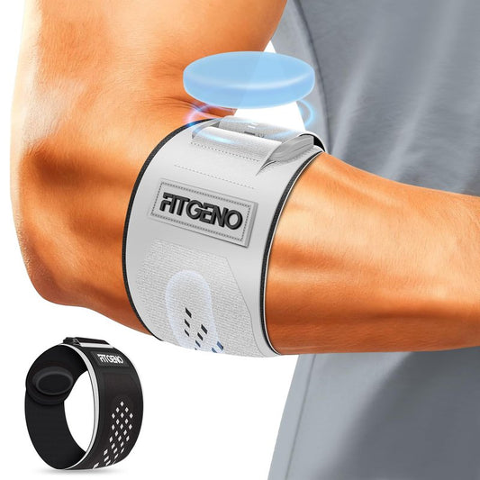 Fit Geno Elbow Brace for Tennis & Golfer's Elbow: Forearm 10''-15.5'', 1 Pack, Black