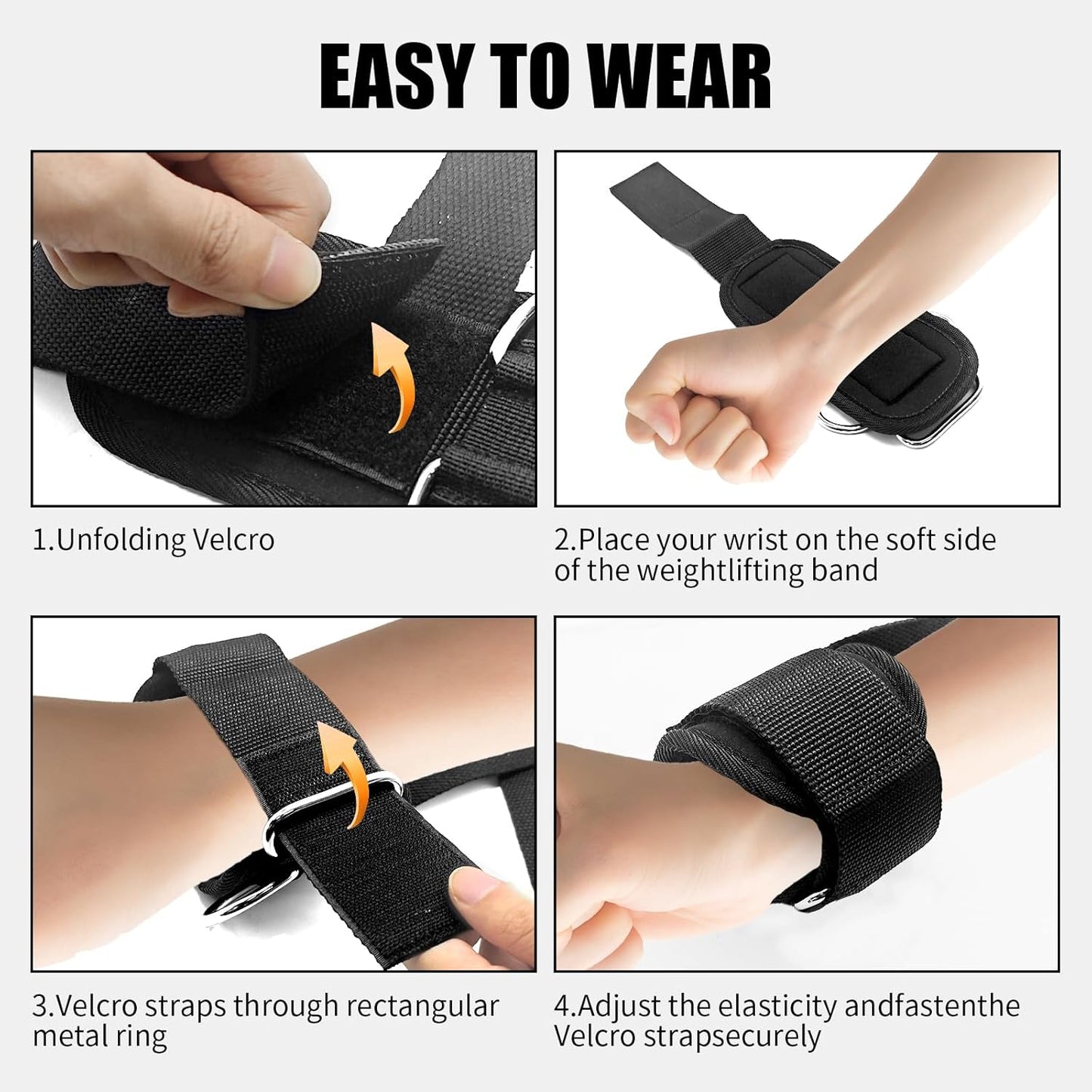 2Pcs Weightlifting Straps with D Ring,Adjustable Wrist Straps for Weightlifting,Fitness for Men and Women,Suitable for Gym, Deadlift, Strength Training
