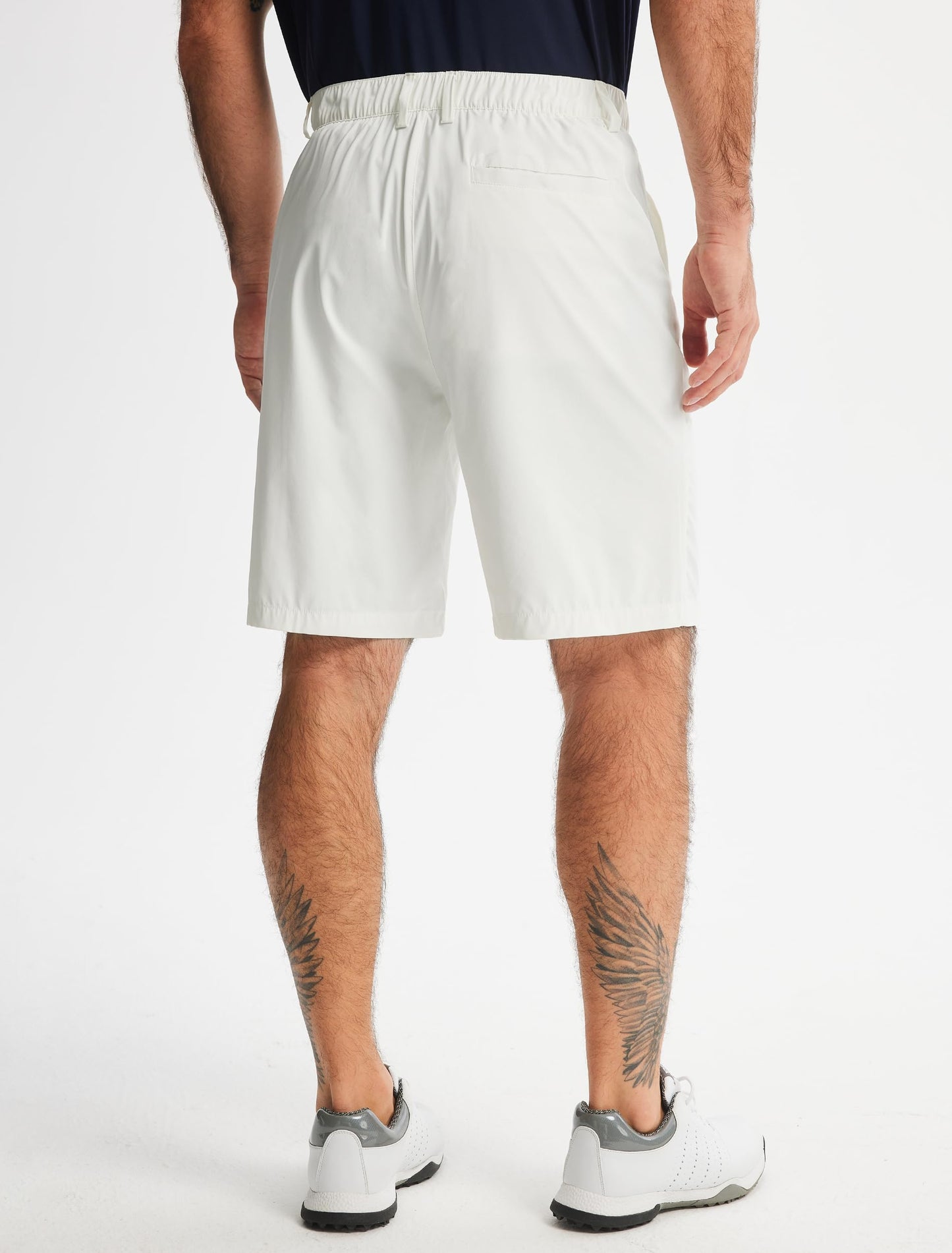 Libin Men's Classic Fit 9" Golf Shorts Elastic Waist Casual Shorts Quick Dry Lightweight Stretch Dress Travel Summer Outffits Work Outdoor Sports with Pockets White 32
