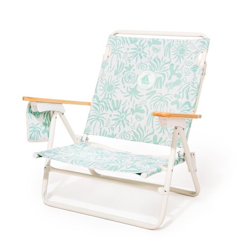 Business & Pleasure Co. Margaritaville Manana Backpack Beach Chair Lay Flat Reclining, Lightweight & Portable, Insulated Cooler Pocket, Last Mango Green Tiki