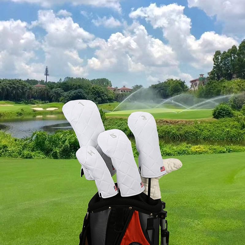 USA Flag Golf Headcovers Driver Fairway #3 #5 Hybrid - White