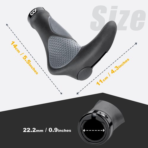 CyclingDeal Mountain Bike Grips - Ergonomic Bicycle Handlebar Grips with Anti-Slip Design, Soft Gel, Black