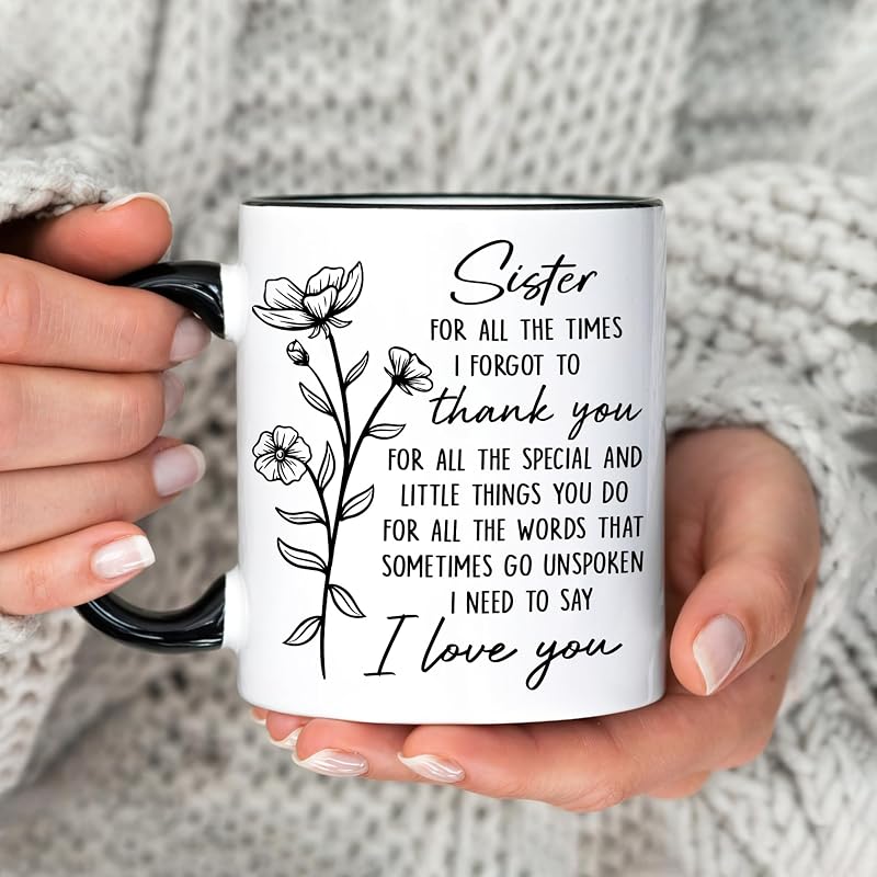 Sister Coffee Mug 11 oz – Gift Set with Keychain – From Sister Variation: Sister