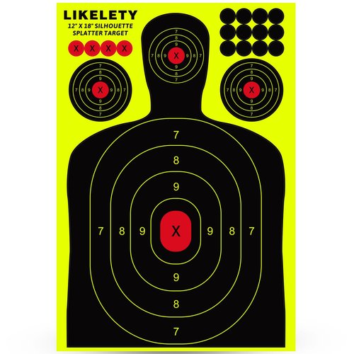 LikeLety 25 Pack 12 x18 Inch Silhouette Splatter Targets, Adhesive Shooting Target Stickers with Yellow Effect for Outdoor Indoor Practice