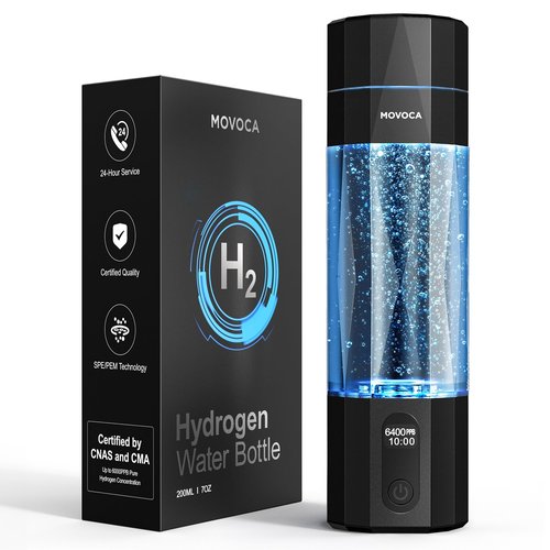 MOVOCA Upgrade Hydrogen Water Bottle, Up to 6400PPB Hydrogen Water Generator -SPE PEM Tech, 7 OZ Food-Grade PC Hydro Water Machine, Health Care Gifts for Husband, Wife, Family, Friends, Travel