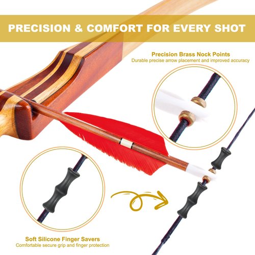 PATIKIL 56 Inch Bow String Replacement, Archery Bowstrings Accessories 12 Strands Bowstring with Finger Guard & 2 Brass Nock Points for Traditional Recurve Longbow, Black