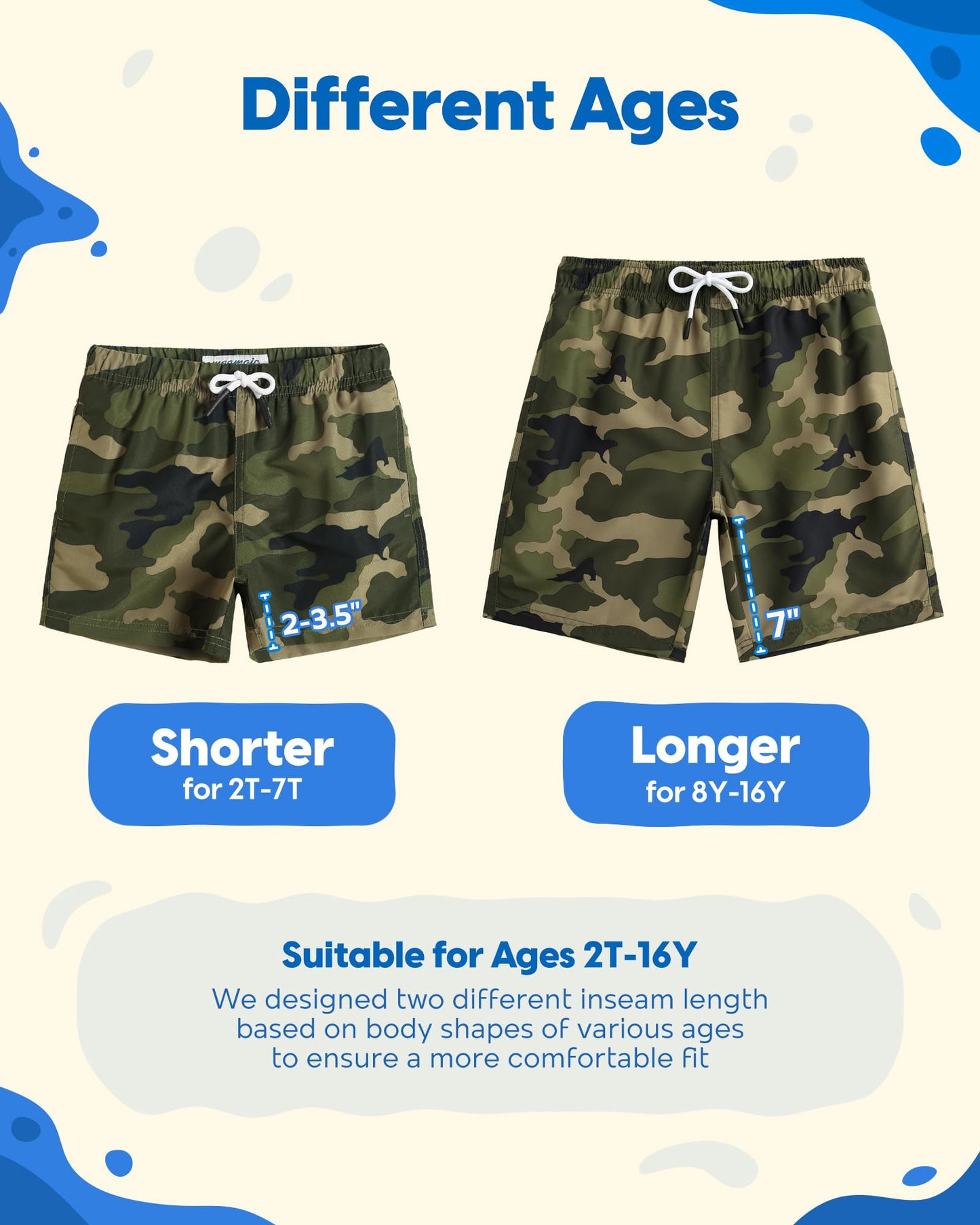 maamgic Boys Swim Trunks Toddler Swim Shorts Little Boys Bathing Suit Swimsuit Toddler Boy Swimwear,Camo-Green,4 T