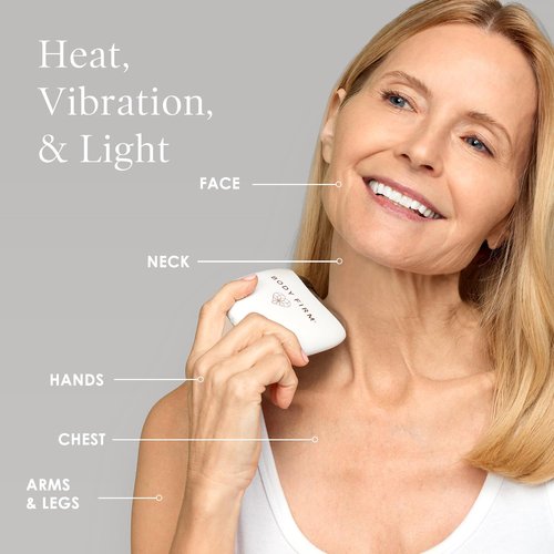 BODY FIRM Crepe Erase Skin Revitalizing Tool, Red Light Therapy Device, Lift & Smooth Body & Neck, Portable Handheld Heat & Vibration Beauty Tool for Skin Care Absorption & Body Repair