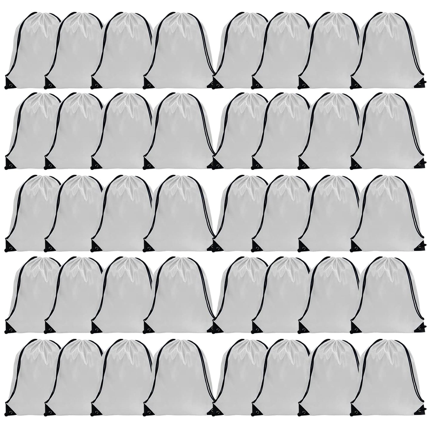 GoodtoU Drawstring Bags Bulk Nylon Backpack Draw String Back Bag Cinch Sack Drawstring Gym Bag Backpack for Sport, Traveling, Team (White, 128Pcs)