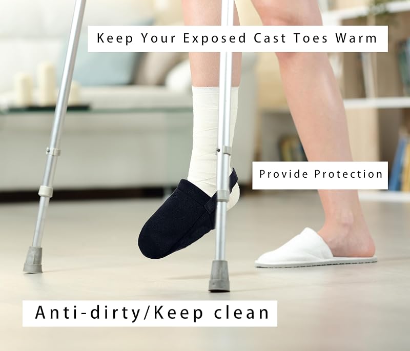 1 Pcs Cast Sock Cover for Foot - Black, Breathable Non-Slip Toe Cover