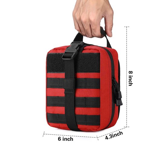 Tactical MOLLE Rip-Away EMT Medical First Aid IFAK Lifesaving Pouch,Outdoor Medical Package,Mountaineering/Climbing Rescue Tools Package Made of 600D Waterproof Fabric (Red)