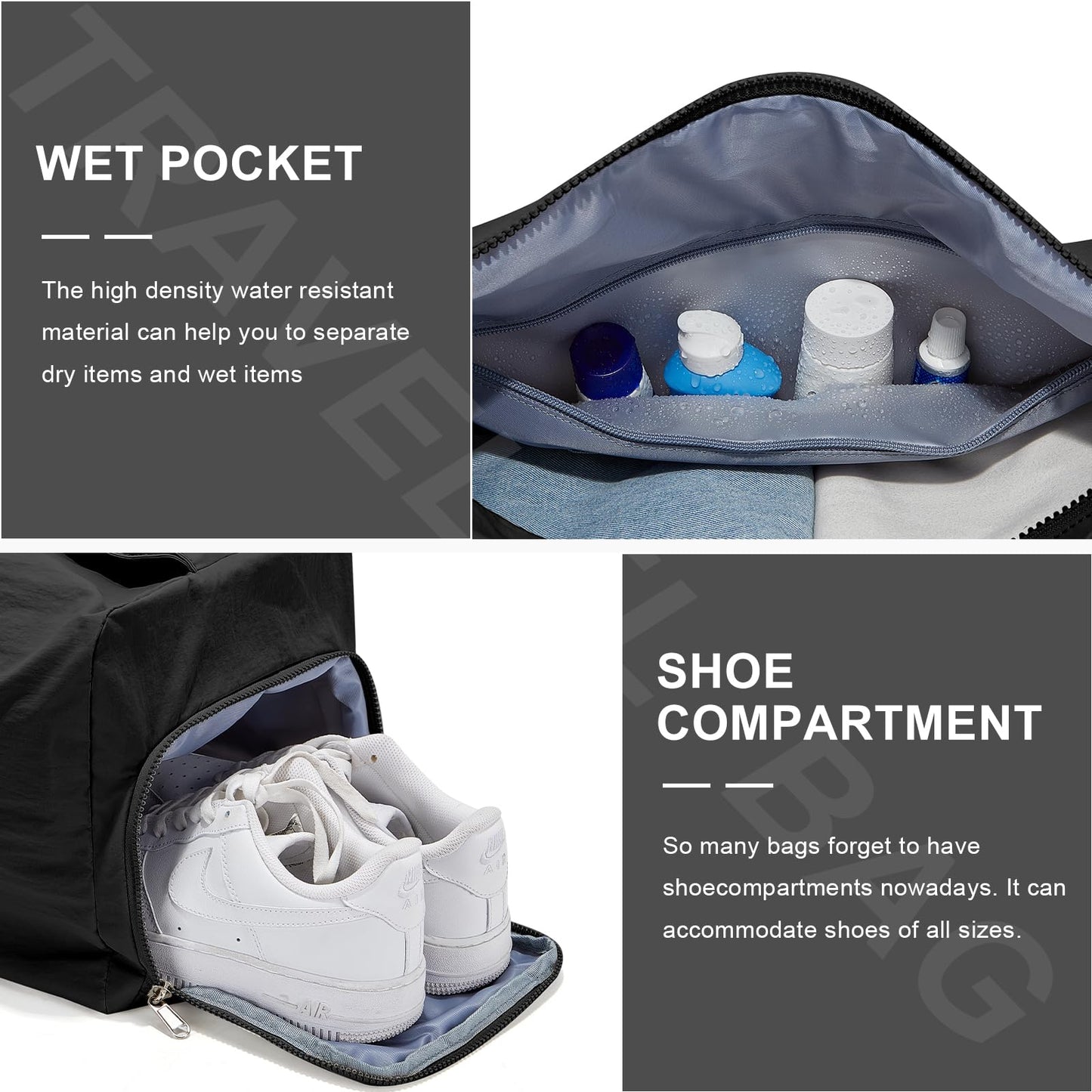 Large Gym Bag with Shoe Compartment, Workout Sport Duffle Bag for Women Travel, Waterproof Shoulder Overnight Bags Lightweight Carry on Tote Bags for Swim, Yoga, Dance