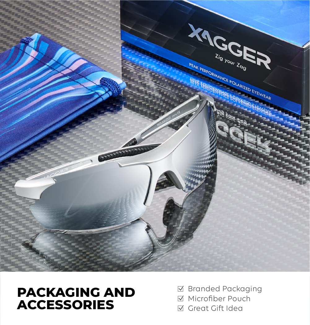 Xagger Polarized Sports Sunglasses for Men Women Wrap Around UV400 Running Baseball Softball Cycling Golf Hiking Fishing Driving Glasses