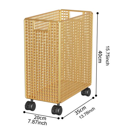 Aosekaa Yoga Mat Storage Basket Cart Wheeled Portable Laundry Basket Home Gym Storage Rack for Living Room Dorm Outdoor Yoga Blocks, Gold