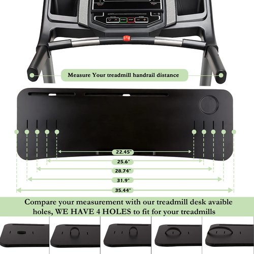 Nnewvante Treadmill Desk, Bamboo Laptop Holder Stand for Treadmill Attachment Workstation Handrail up to 35.5", Black