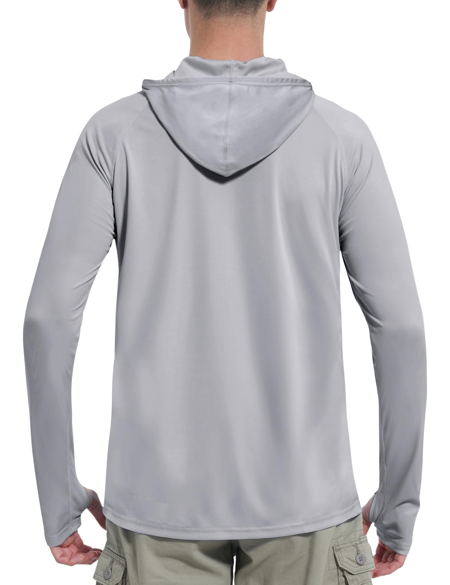 Roadbox UPF 50+ Sun Protection Hoodie Shirt, Outdoor Fishing SPF UV Long Sleeve Shirts, Quick Dry Hiking Running Rash Guard Gray