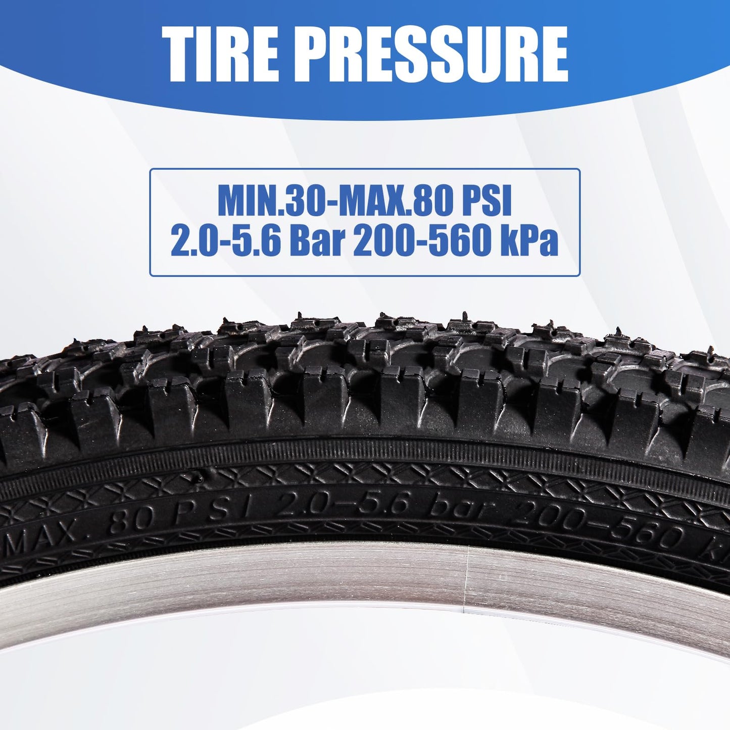 2 Pack 24" x 1.95" Mountain Bike Tire Set, 24 inch Folding Replacement Puncture-Resistant Bicycle Tires with 24 x 1.75-2.125 inch Bike Tubes and Repair Tool Kit for Mountain Bike, Off-Road Bike