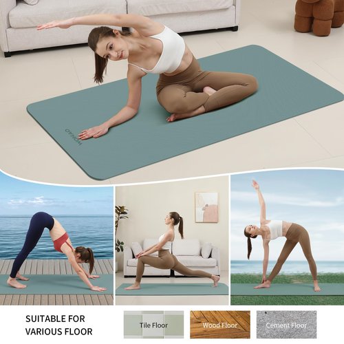 WOHAO Extra Thick 8mm Yoga Mat for Women & Men – 72"x28" Non-Slip 2-Sided (Dual Color) Exercise Mat – Thick Yoga Mat for Home Gym, Pilates, Stretching (Dark green+Dark grey, 183 * 70 * 0.6cm)