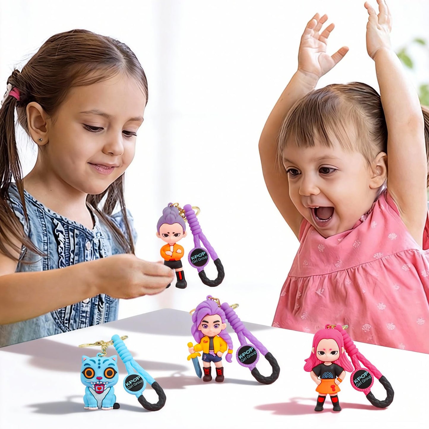 Bellicremas Demon Hunters Keychain Set of 4, Cute Doll Figurine Collectible - Official Demon Hunters Merch for Fans, Bag Charm & Toys Gift