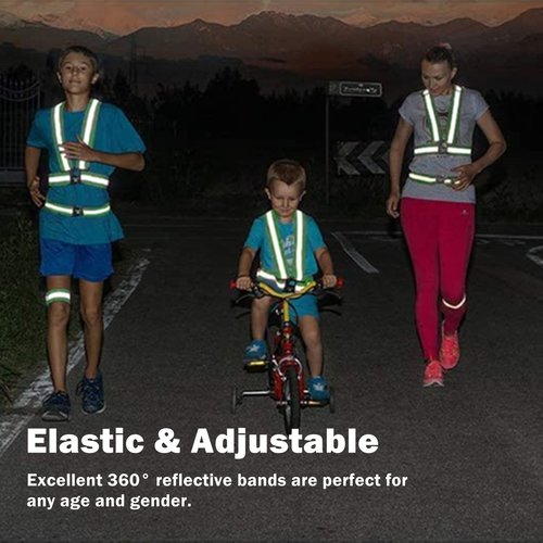 YUNLOVXEE Reflective Strap Safety Vest Gear - 2-10 Pack Adjustable High Visible Reflective Running Gear for Women Men Night (Black x2)