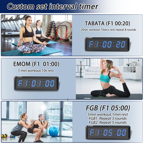 BS-MIAOBO Independent Button Type 1.5-inch Fitness Room Rest Timer, Suitable for Gym Exercise/School/Home Exercise/Boxing Gym/Indoor Rock Climbing (1.5 inch 6-Digit Blue)