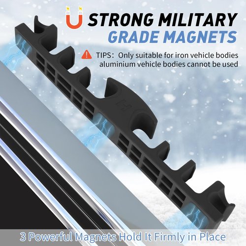 Hikeen Magnetic Ski Snowboard Vehicle Mount,Holders to Prevent Ski Snowboard and Ski Pole from Tipping Over | Vehicle Paint Protection | Holds Up to 4 Pairs Skis or 2 Snowboards,2 Ski Poles