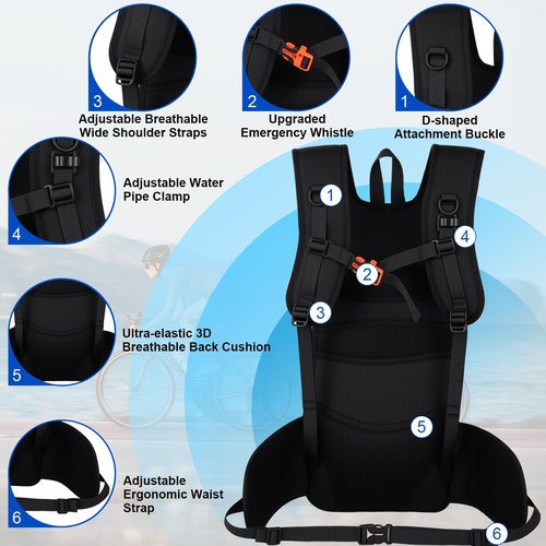 Lightweight Hydration Backpack 18L with 3L BPA Free Leak-Proof Water Bag, Insulated Hiking Backpack with Water Bladder for Men Women, Outdoor Daypack with Extra Storage for Hiking, Running, Biking