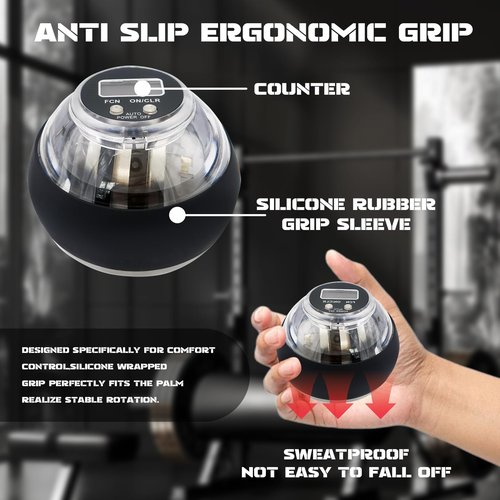 Curaball Hand Exerciser, 2025 New Curaball Hand Balls, Curaball Torque Ball, Curaball Hand Gripping, Auto-Start Gyroscopic Wrist Exercise Ball With Led Lights,Boost Grip Strength in Minutes (1pcs)