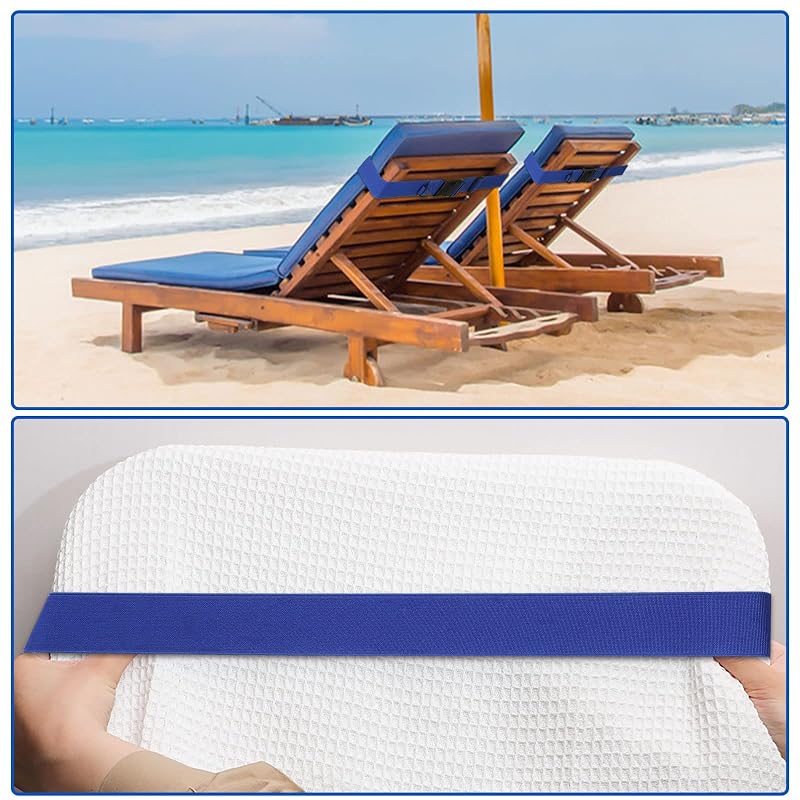 4 Pack Beach Towel Bands with Adjustable Buckles – 2×15.7 in Clips for Cruise Chairs