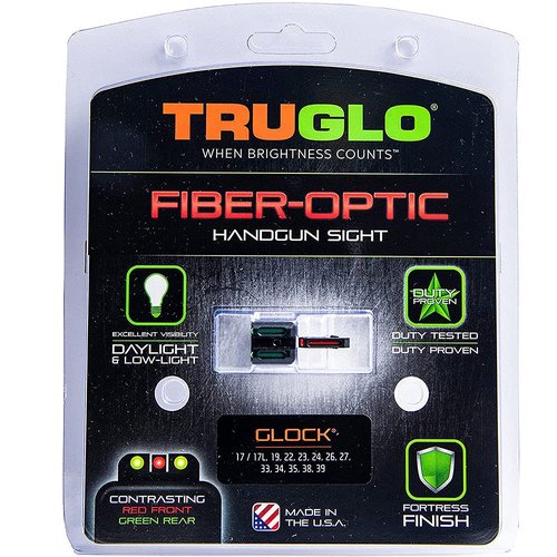 TRUGLO Fiber-Optic Handgun Night Sight | Compact Durable Snag-Resistant High-Visibility Red Front & Green Rear Sight, Compatible with Glock Low Handguns