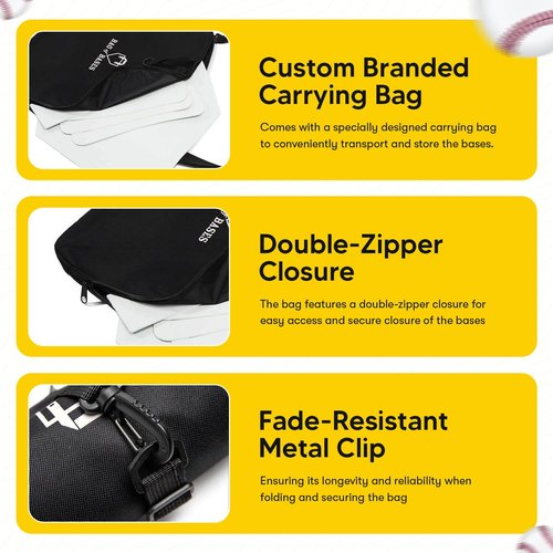 Easy Play Sports & Outdoors, Kids &Adults - Rubber Bases Bag Set - Baseball, Kickball, Tee Ball, Wiffle Ball - Practice, Yard