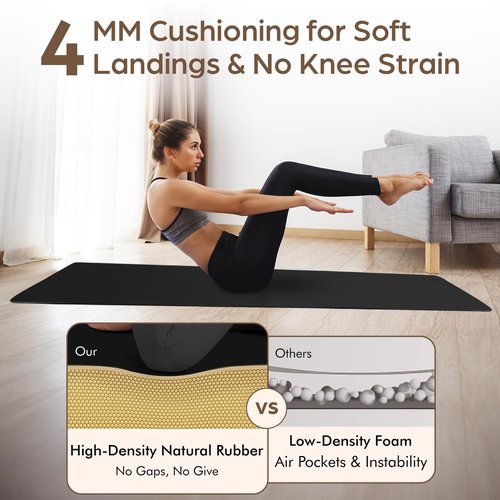 ORW OREN’S Premium Wide Yoga Mat – 72”x26” Natural Rubber Base, PU Grip Top, 4mm Thick – Non-Slip Hot Yoga & Sculpt Mat for Studio & Home Workouts