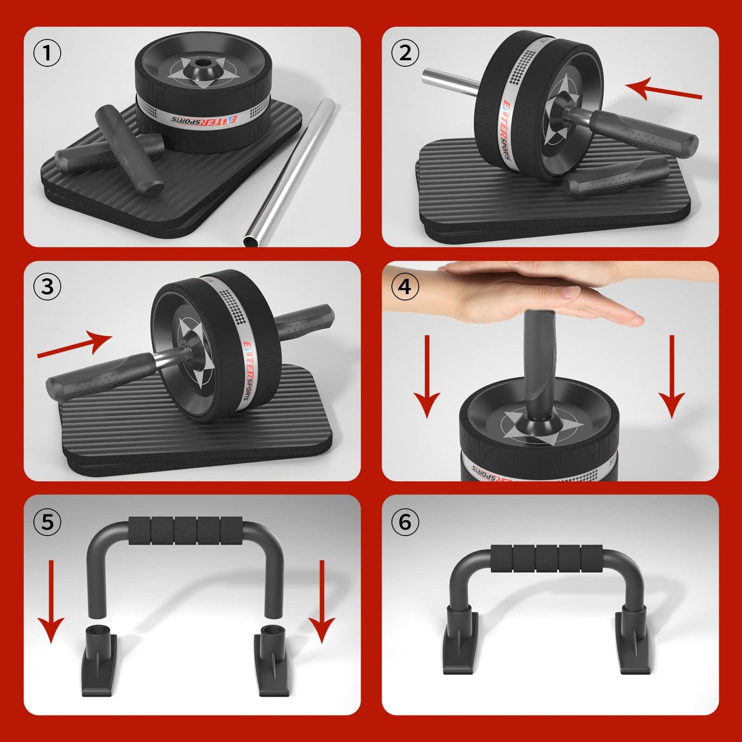 Ab Roller Wheel for Abs Workout - Abdominal Exercise Equipment with 2 Knee Pads for Home Gym, Core Strength Training, Fitness Equipment for Men & Women (Black)
