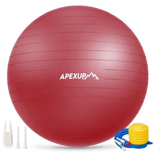 APEXUP Yoga Ball, 660 lbs Anti-Burst Exercise Ball with Pump, 5 Sizes (XXL(31"~34") 85cm, Red)