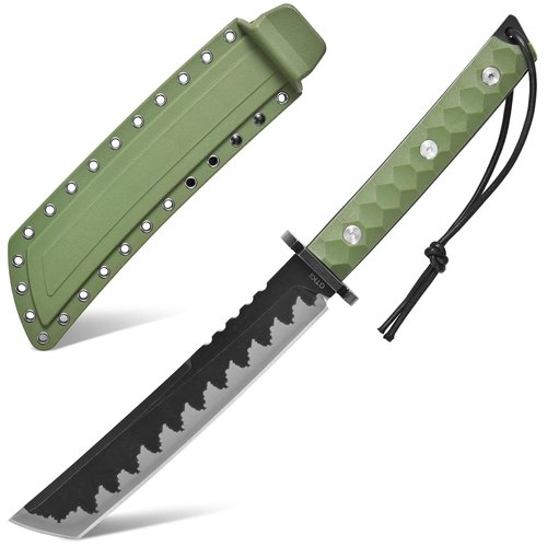 GTK33 Fixed Blade Knife AUS-10 Steel Blade Full Tang Nylon Fiberglass Handle Cool Style Knifes for Outdoor Camping Hunting Collection (Green)