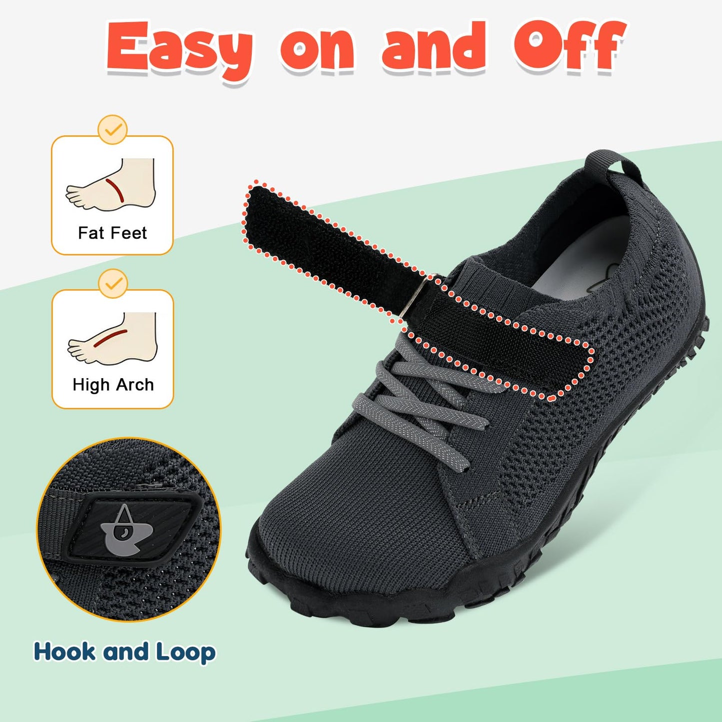 LeIsfIt Kids Girls Boys Shoes Wide Barefoot Shoes Kids Anti-Slip Sneakers Lightweight Hiking Sneakers for Toddler Little Big Kid Darkgrey 12 Little Kid