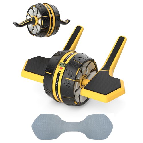 Flexella Ab Wheel Roller with Adjustable Resistance, Automatic Rebound Abdominal Wheel with Elbow Support & Knee Mat, Abs Core Workout Equipment for Men Women