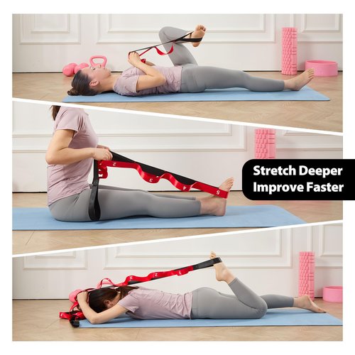 Acozycoo Stretching Strap with 10 Loops-Yoga Strap for Physical Therapy,Home Workout,Pilate & Flexibility Training,Non Elastic Exercise Stretch Band for Hamstring,Leg Stretcher Belt,Flexibility Fascia