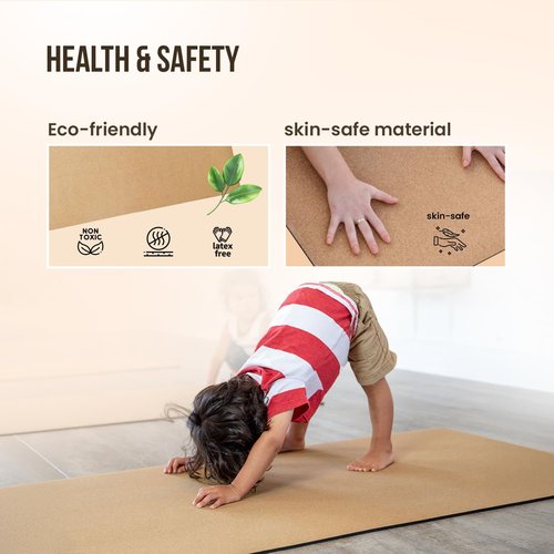 MHW - Live Well Cork Yoga Mat Thick | Non Slip Yoga Mat With Bag | Large Thick Extra Wide And Long | Eco Friendly Yoga Mat Non Toxic | Natural Rubber Mat | Foldable Mat With Strap