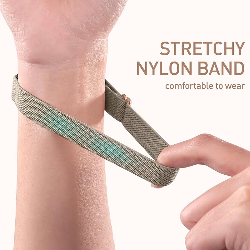 Stretchy Nylon Watch Bands for Fitbit Inspire 3 - 5 Pack (Apricot, Black, Brown Green, Pine Green, Pink) - Replaceable Band
